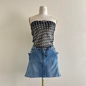 handmade black &white polka dot back tie bandeau